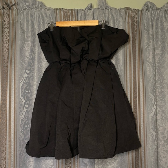 STAUD Cordelia Pleated Strapless Dress Black - Picture 5 of 7